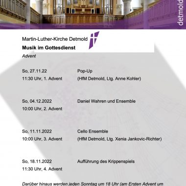 Kammermusik im Gottesdienst Advent 2022