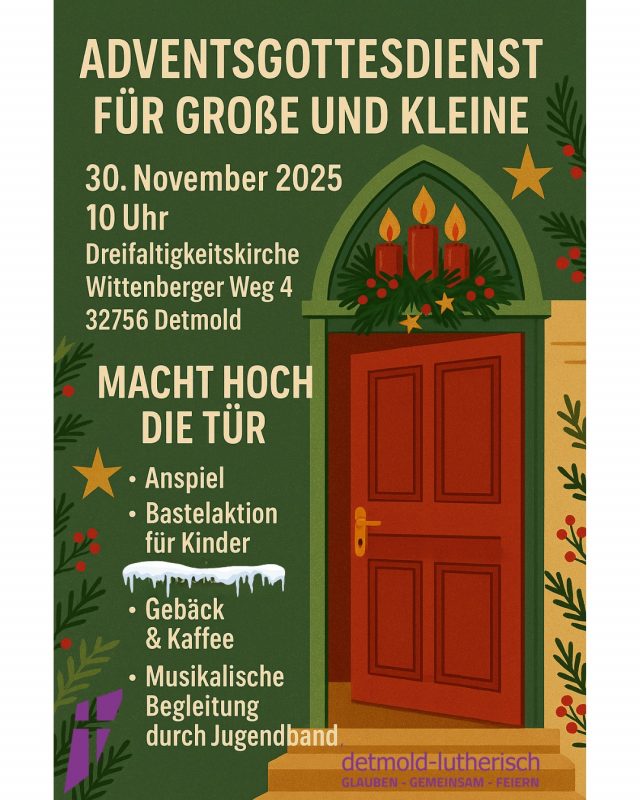 30.11.2025, 10:00 Uhr, Adventsgottesdienst für Große und Kleine, Dreifaltigkeitskirche Detmold