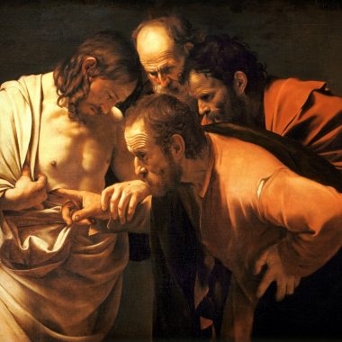 Thomas legt seinen Finger in die Seitenwunde des auferstandenen Jesus